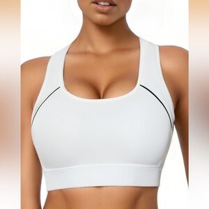 Adjustable High Impact And Support Sports Bra White Small